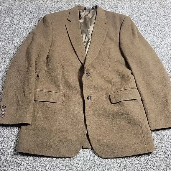 Jos. A. Bank Camel Hair Blazer Mens 41LG Brown Lined Button Jacket Sport Coat. - Picture 1 of 8